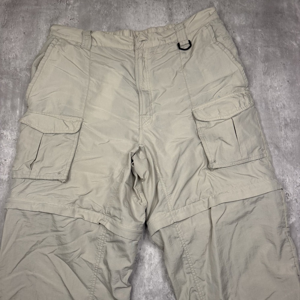 Columbia PFG Fishing Gear Convertible Cargo Pants Men Large Beige Sun Protect
